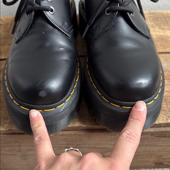 Dr Martin 1461 Smooth Leather Platform Shoes Black size women’s 8 - Picture 3 of 7